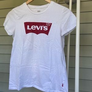 Levis Women Short Sleeve Basic Logo Tee Shirt White Size Small